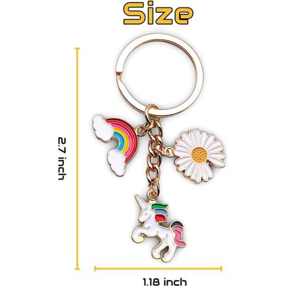 Unicorn keychain rainbow daisy bag charm cute backpack accessory gift for girls - Picture 6 of 7